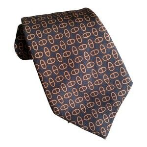 Burberrys London Necktie Mens Brown Pure Silk Woven Striped Hand Made in England